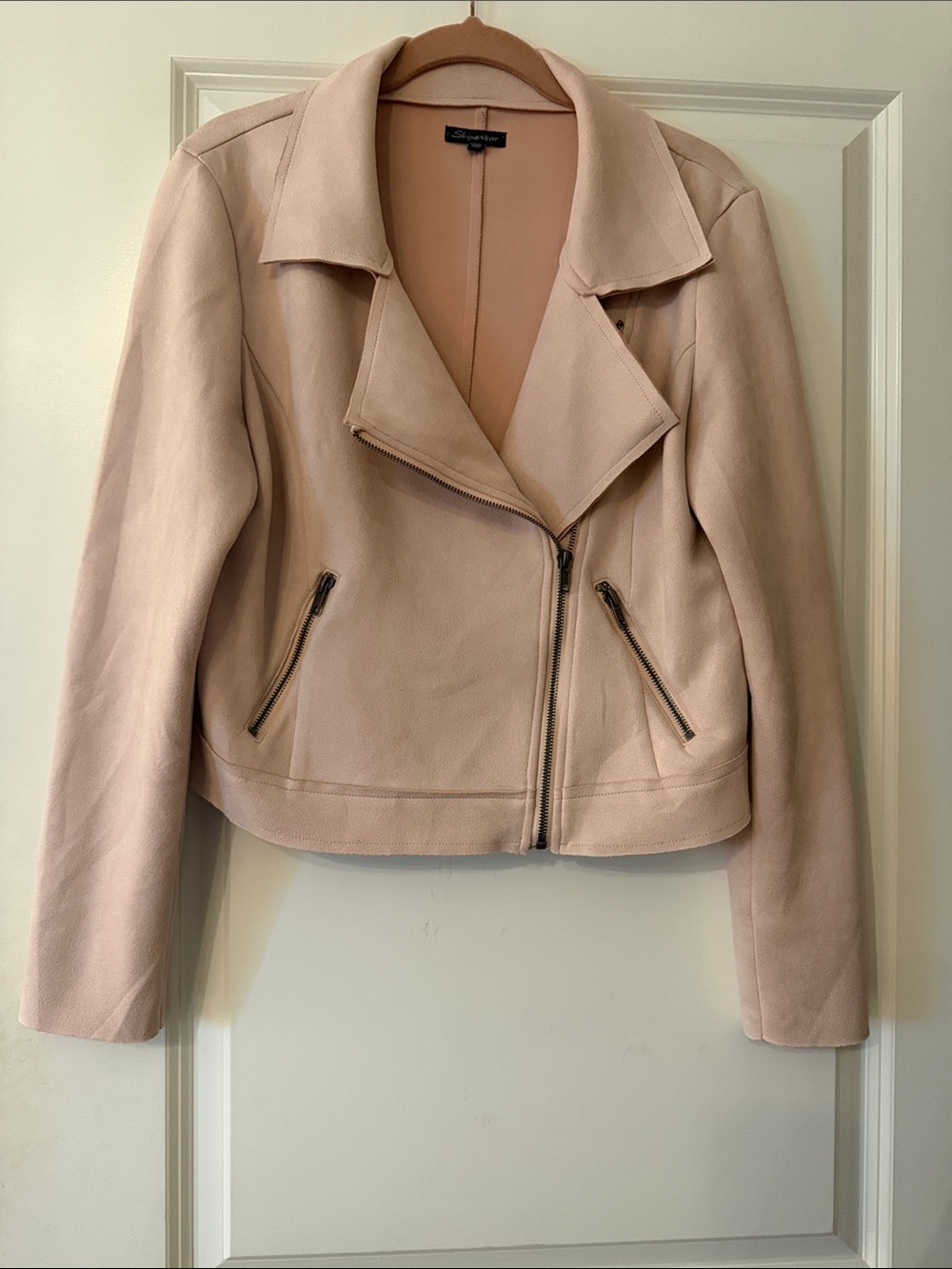 Light Pink Faux Suede Moto Jacket - Draper James